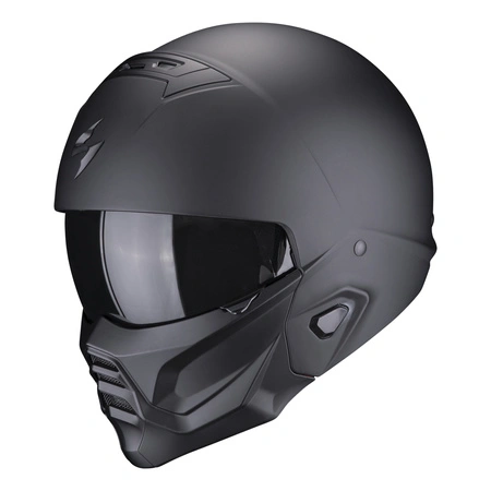Kask otwarty z wpinaną szczęką SCORPION EXO-COMBAT II SOLID MATT BLACK czarny mat