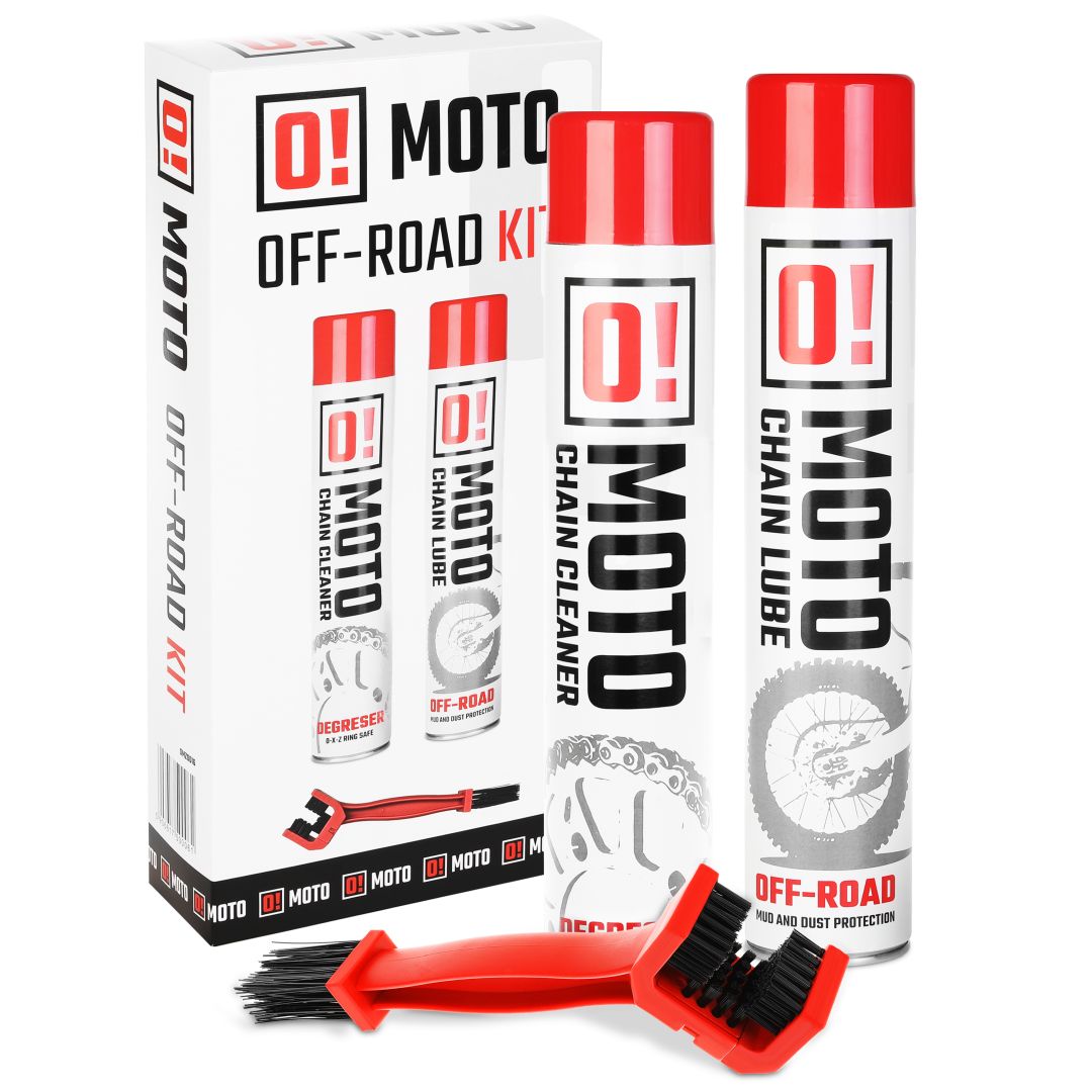 OMOTO OFF ROAD CHAIN CARE AND PROTECTION ZESTAW DO CZYSZCZENIA I SMAROWANIA ŁAŃCUCHA 2+1 ZESTAW Z SZCZOTKĄ (2 X 750ML) (O!MOTO)